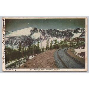 Railroad Vintage 1908 Moonlight Scene Moffat Road Colorado Postcard‎